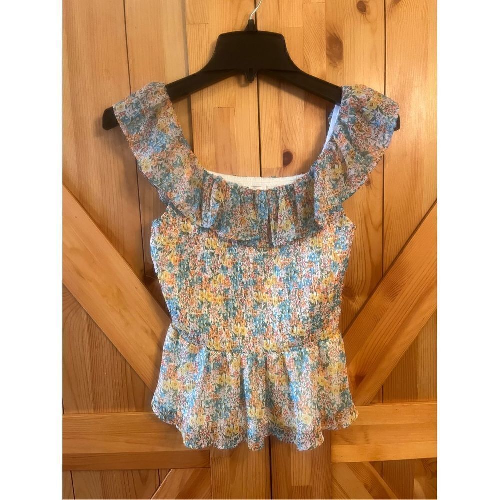 L C Lauren Conrad print Smock ruffled tank size XS NWT (2983)